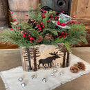 Christmas Moose Wood Box Centerpiece – Rustic Woodland Cabin Decor