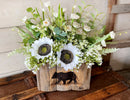 Meadow Black Bear Wood Box Centerpiece – Rustic Woodland Decor
