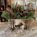 Christmas Moose Wood Box Centerpiece – Rustic Woodland Cabin Decor