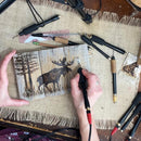 Moose Wood Box Centerpiece – Handcrafted Wood Burned Decor