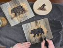 Christmas Black Bear Wood Box Centerpiece – Rustic Woodland Decor