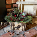 Christmas Moose Wood Box Centerpiece – Rustic Woodland Cabin Decor