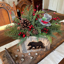 Christmas Black Bear Wood Box Centerpiece – Rustic Woodland Decor