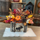 Fall Moose Wood Box Centerpiece – Rustic Cabin & Lodge Decor