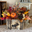 Fall Moose Wood Box Centerpiece – Rustic Cabin & Lodge Decor
